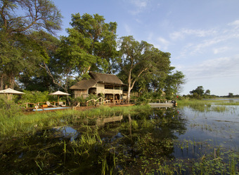 Jacana Camp, safari camp located on an island surrounded by floodplain, beautiful views of Okavango Delta, papyrus swamps, Botswana, Africa safari